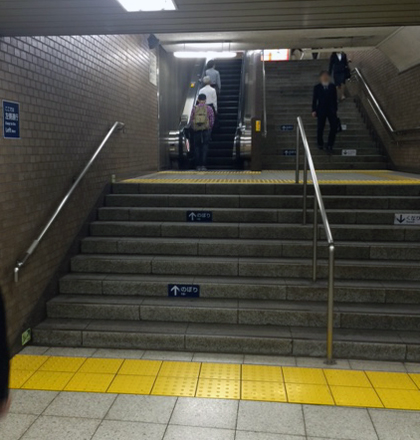 駅の階段とエスカレーター